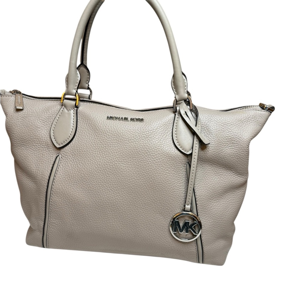 Michael Kors Pebbled Leather Satchel in Dove Gray